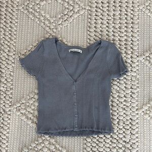 Abercrombie Gray Ribbed Button-Up Top XS